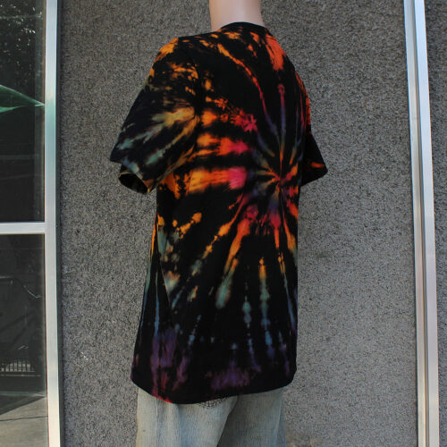Reverse tie dye spiral rainbow T-shirt