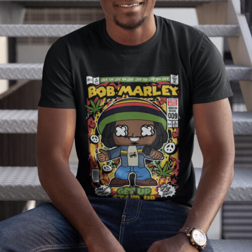 Bob Marley Chibi Music Graphic T-shirt