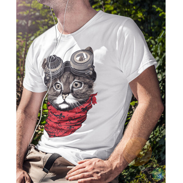 Cat Punk Funny Animal Graphic T-shirt - Image 4