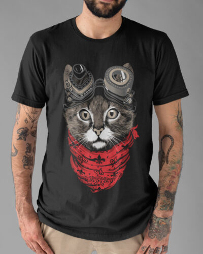 Cat Punk Funny Animal Graphic T-shirt