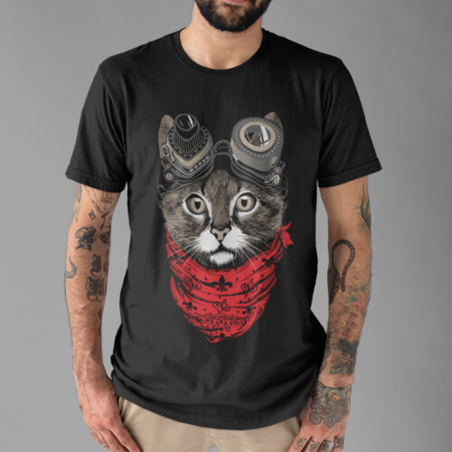 Cat Punk Funny Animal Graphic T-shirt
