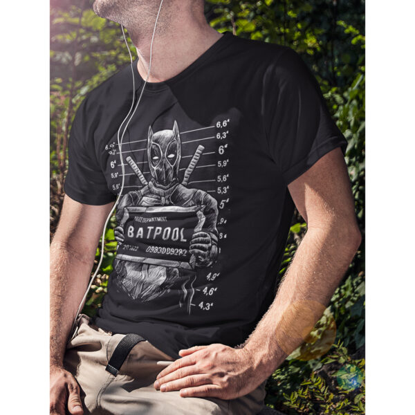 Batpool Mugshot Superhero Vintage Graphic T-shirt - Image 3
