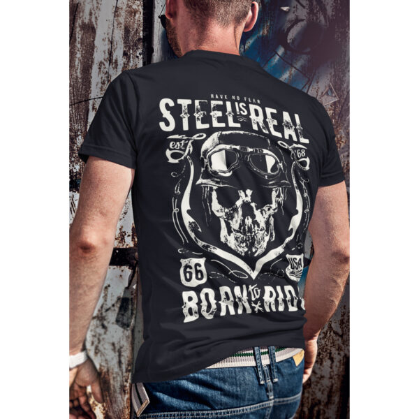 Bone Bike Rider Skull Vintage Graphic T-shirt - Image 4