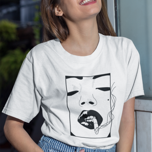 Face 152 Lady Graphic Line Art T-shirt