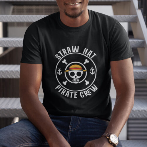 One Piece Anime 17 Typography Skull Graphic T-shirt