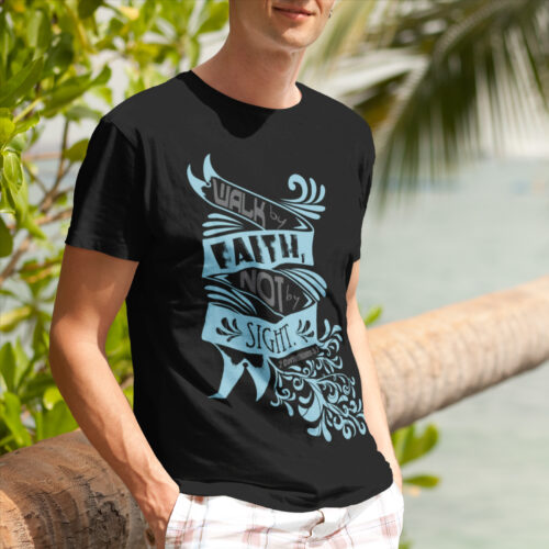 Walk By Faith Religious Typography Graphic T-shirt