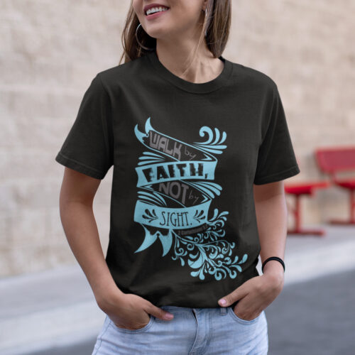 Walk By Faith Religious Typography Graphic T-shirt