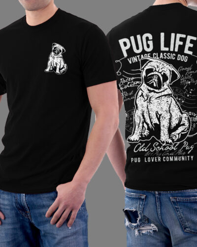 Pug Life Funny Animal Vintage Graphic T-shirt