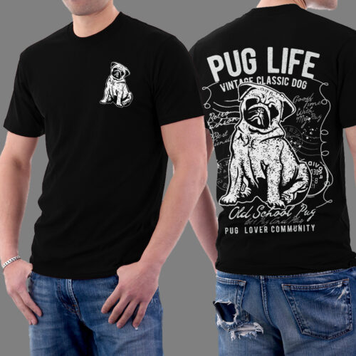 Pug Life Funny Animal Vintage Graphic T-shirt