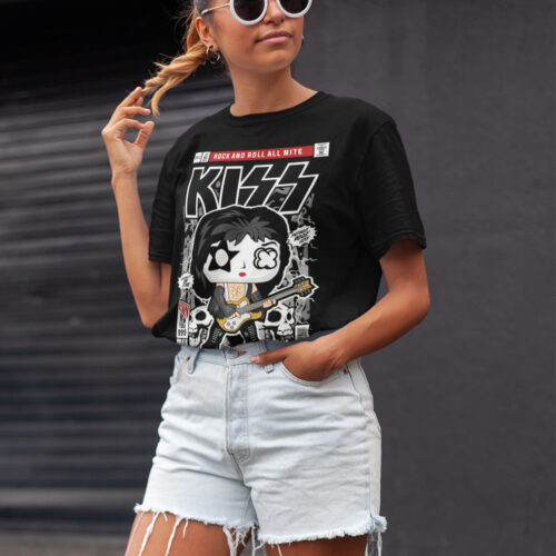 Kiss Chibi Heavy Metal Music Graphic T-shirt