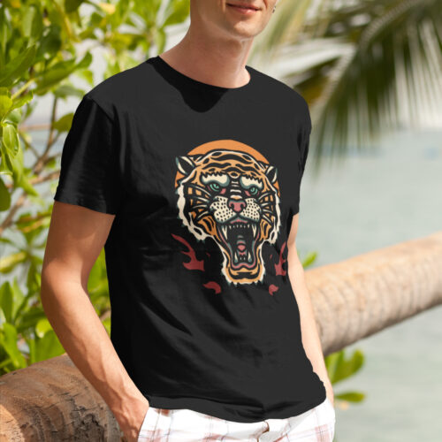 Tiger Roar Animal Tattoo Graphic T-shirt