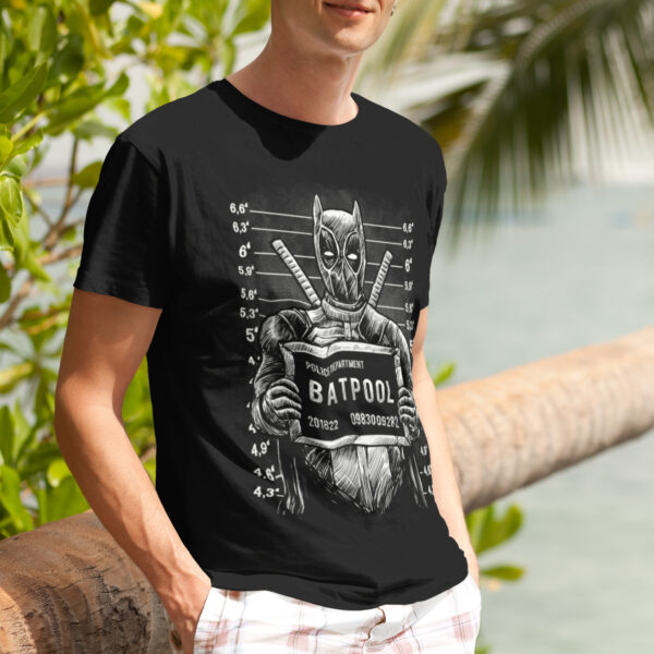 Batpool Funny Superhero Graphic T-shirt - Image 2
