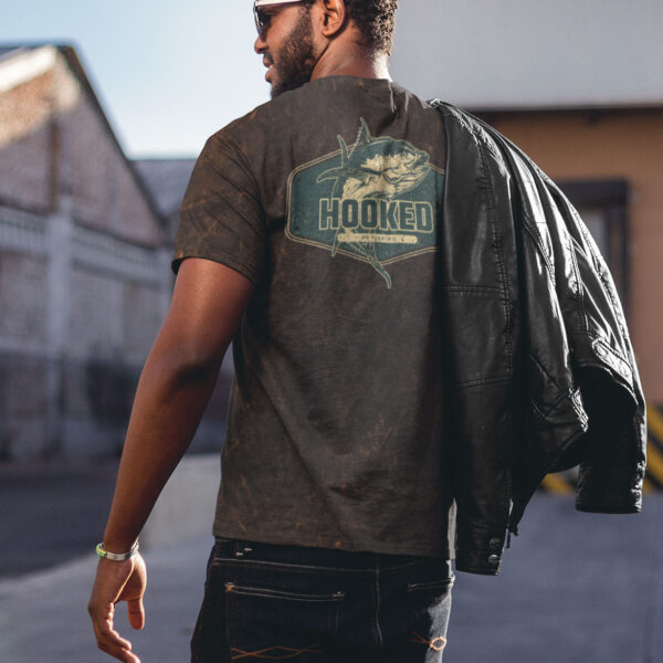 Hooked on Fishing Acid Wash T-shirt - Image 2