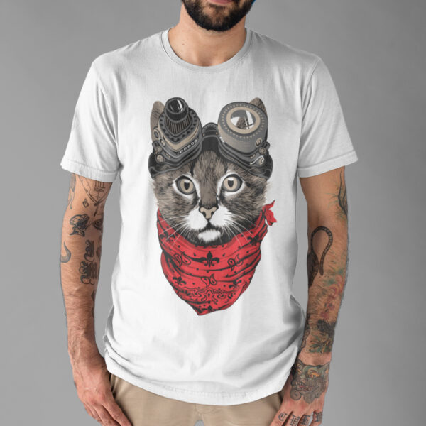 Cat Punk Funny Animal Graphic T-shirt - Image 3
