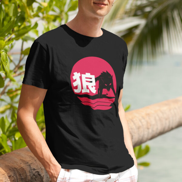 Wolf Animal Japanese Graphic T-shirt - Image 2