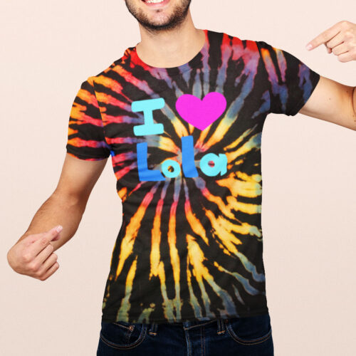 I LOVE LOLA Reverse rainbow spiral  Tie Dye T-shirt