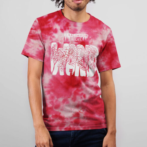 Imagination Rules The World Red Crumple Tie Dye T-shirt
