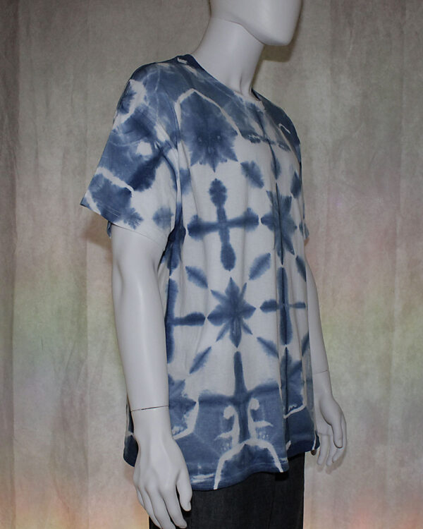 Geometric Pattern Indigo Dye T-Shirt - Image 2