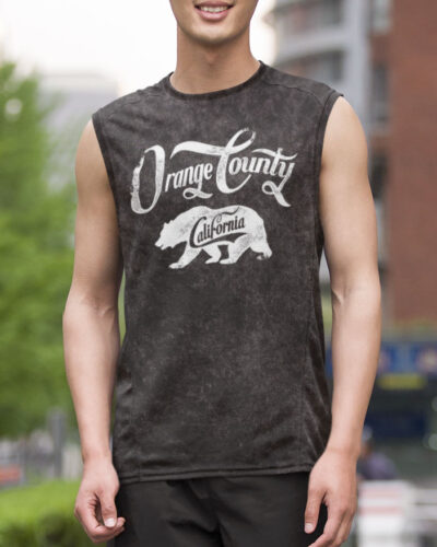 Orange County Black Acid Wash Tie Dye Tank Top