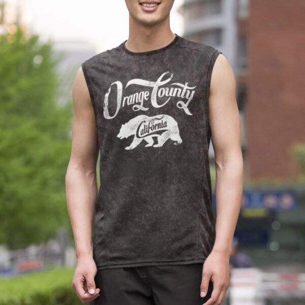 Orange County Black Acid Wash Tie Dye Tank Top