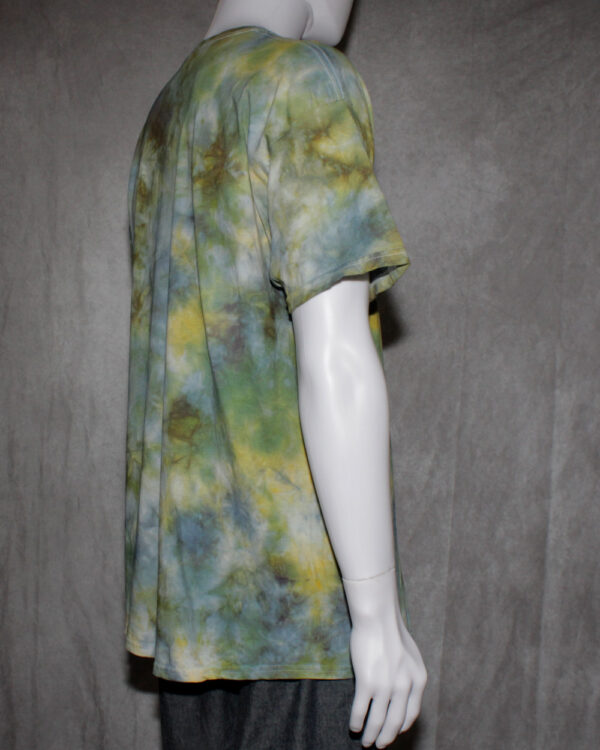 Yellow Green Pastel Crumple Tie Dye T-Shirt - Image 3