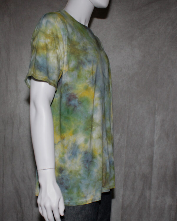 Yellow Green Pastel Crumple Tie Dye T-Shirt - Image 2