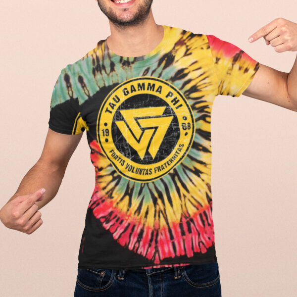 TAU GAMMA Color Spiral Reverse Tie Dye T-shirt - Image 2