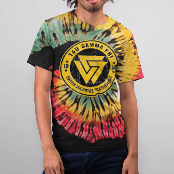 TAU GAMMA Color Spiral Reverse Tie Dye T-shirt - Image 3
